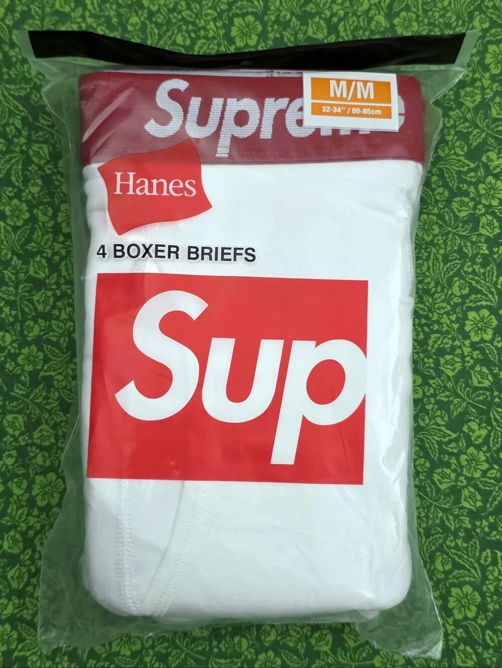 Hanes White Boxer Briefs with Red Waistband in Size Medium